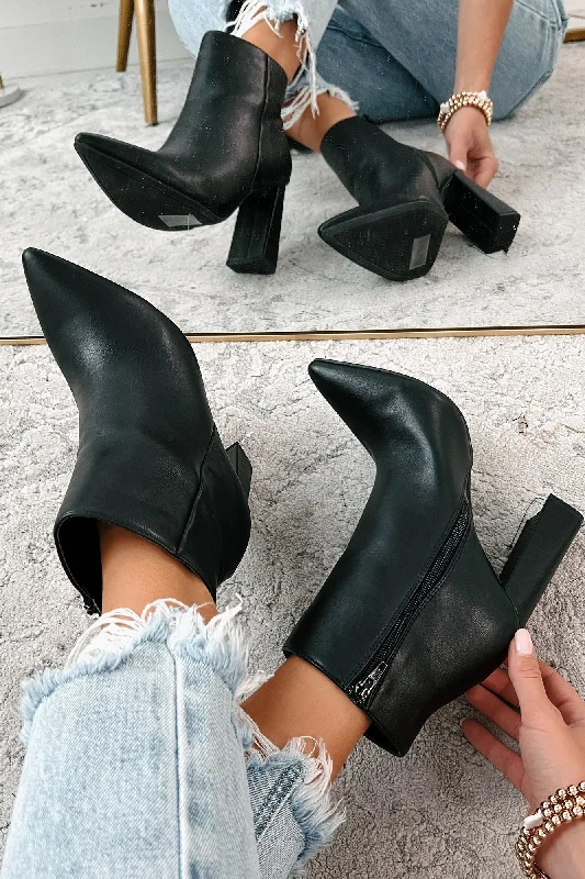 Simple Perfection Faux Leather Booties (Black PU)