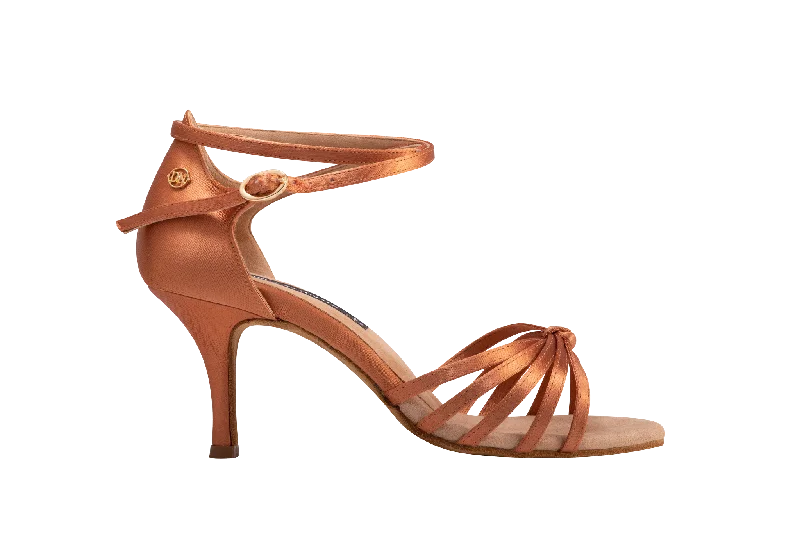 Dance Naturals 27 Diva Brown Satin Ladies Latin Dance Shoe with Knot on Vamp