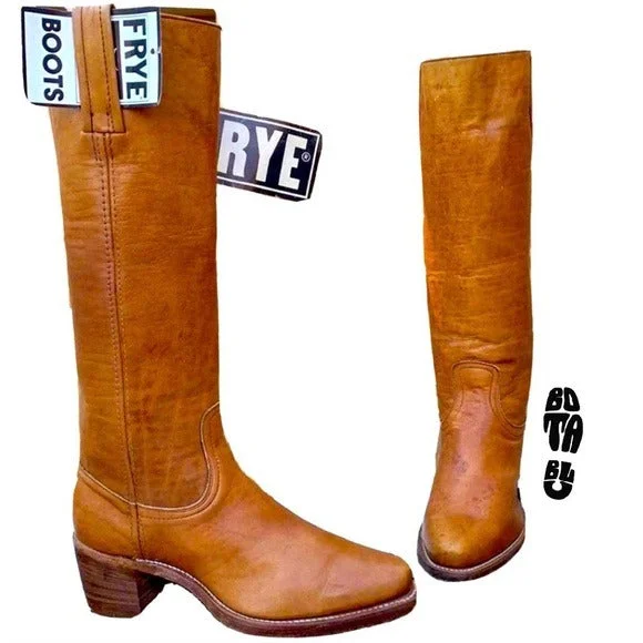 FRYE New Vintage Tall Knee High Brown Leather Boho Cowgirl Western Boots