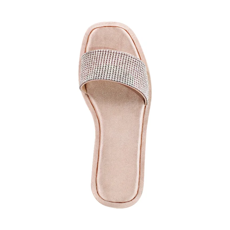 Rhinestone Slippers Open Toe Slide Flat Sandals