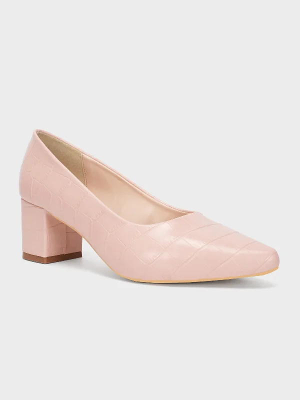 Women's "KIENNA" Textured Block Heel Courts