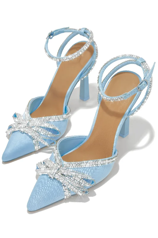 Devoted Embellished Ankle Strap High Heel Pumps - Blue