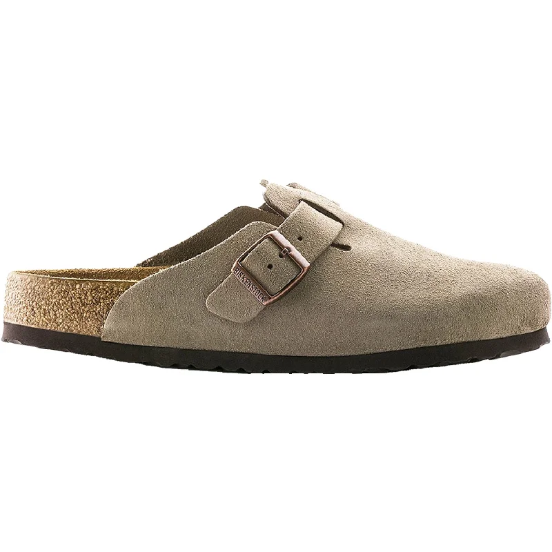 Unisex Birkenstock Boston Soft Footbed Taupe Suede