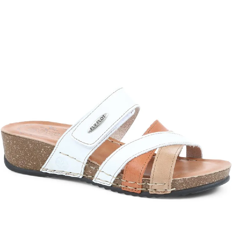 Fly Flot Leather Cross-Strap Mule Sandal - FLY35001 / 321 261