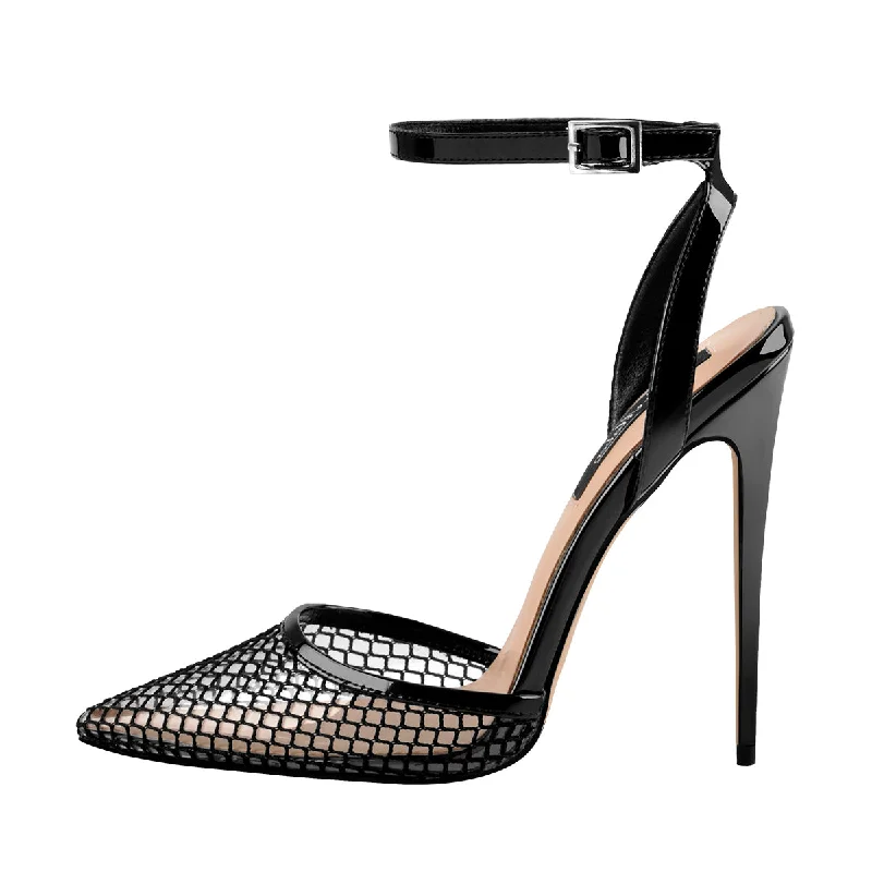 Transparent Strappy Cover Mesh Hollow High Heels Pumps